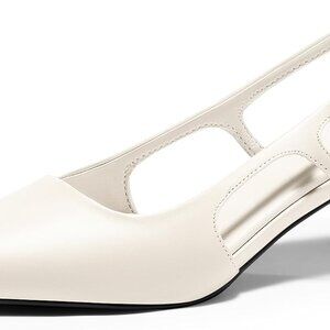 Womens Faux Leather Slingback Kitten Heels 2.05 Inch Pointed Toe Pumps
